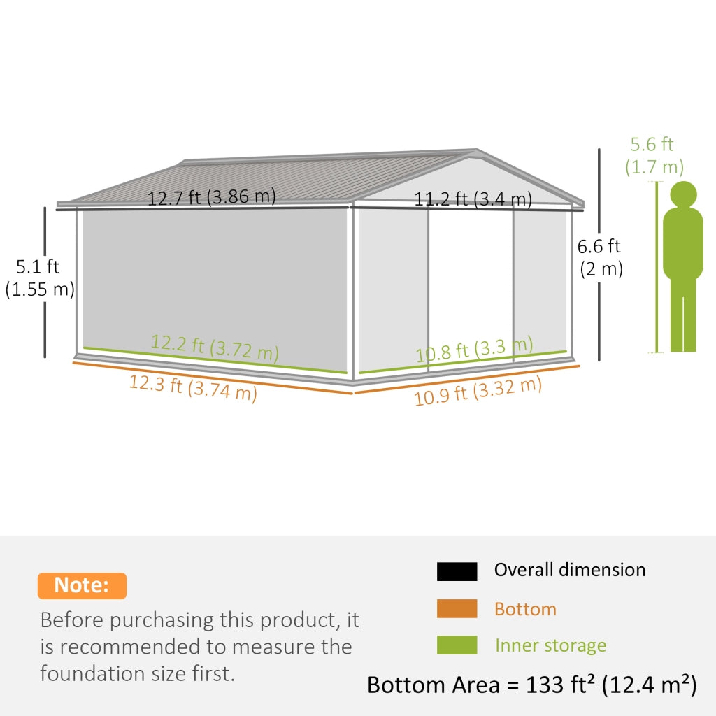 CASA ATTREZZI con fondazione 340x386x200 cm acciaio grigio
