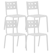 Set 4 Sedie In Polipropilene e Fibra Di Vetro Sedia Cucina Trattamento Uv Antiscolorimento Giardino Interno Esterno Moderne Robuste Resistenti Seduta Terrazzo Soggiorno Bar Ristorante Impilabili Zoe-Bianco