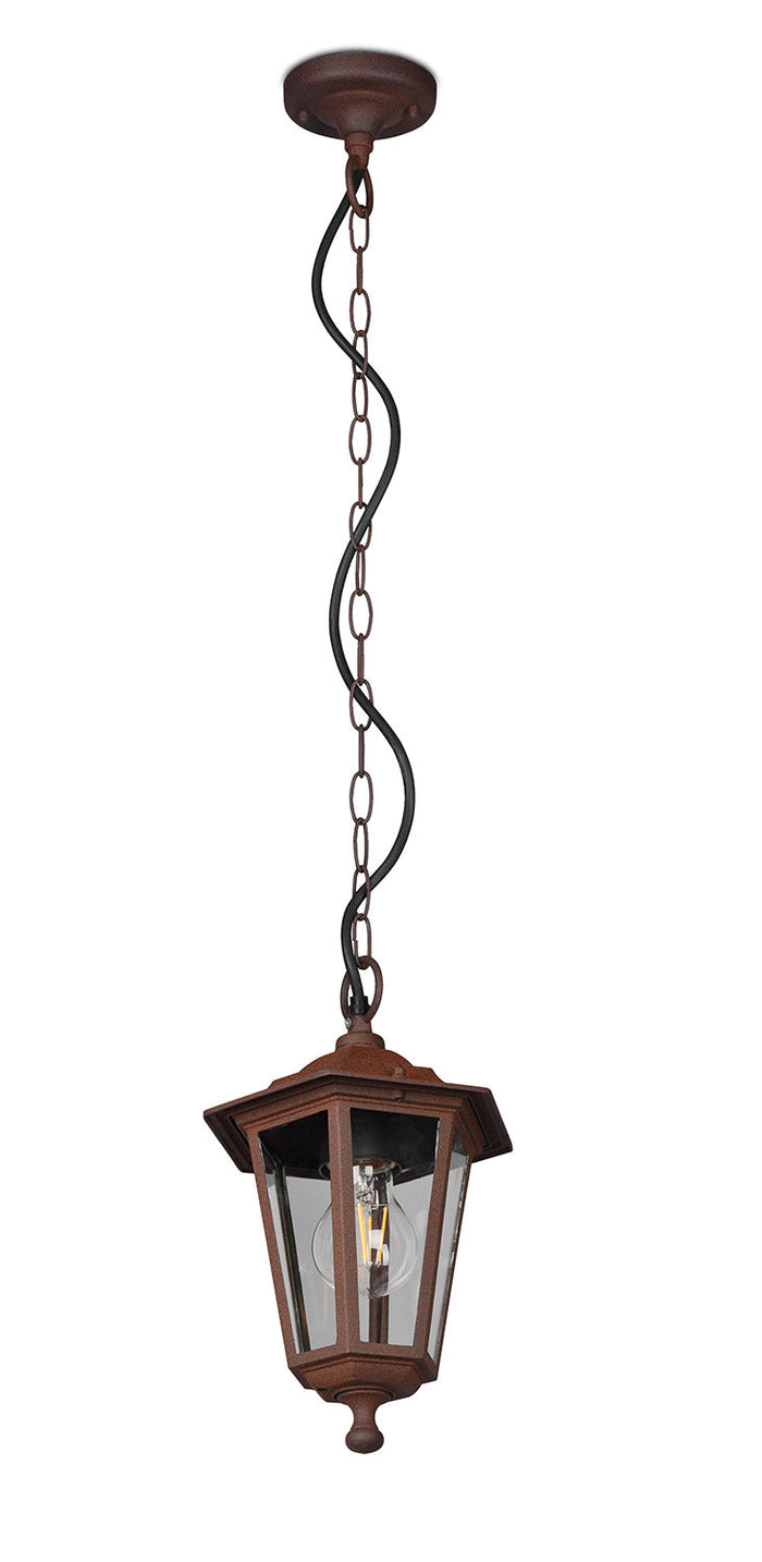 Lampada a Sospensione da Esterno Attacco E27 in Alluminio Ruggine