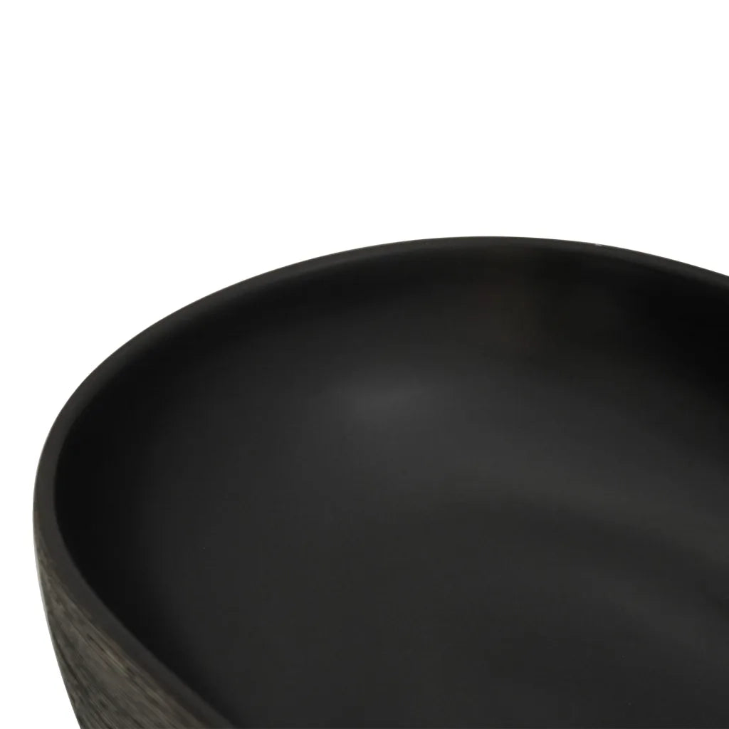 Lavabo da Appoggio-Lavandino-Lavello Grigio e Nero Ovale 59x40x14 cm Ceramica 999381