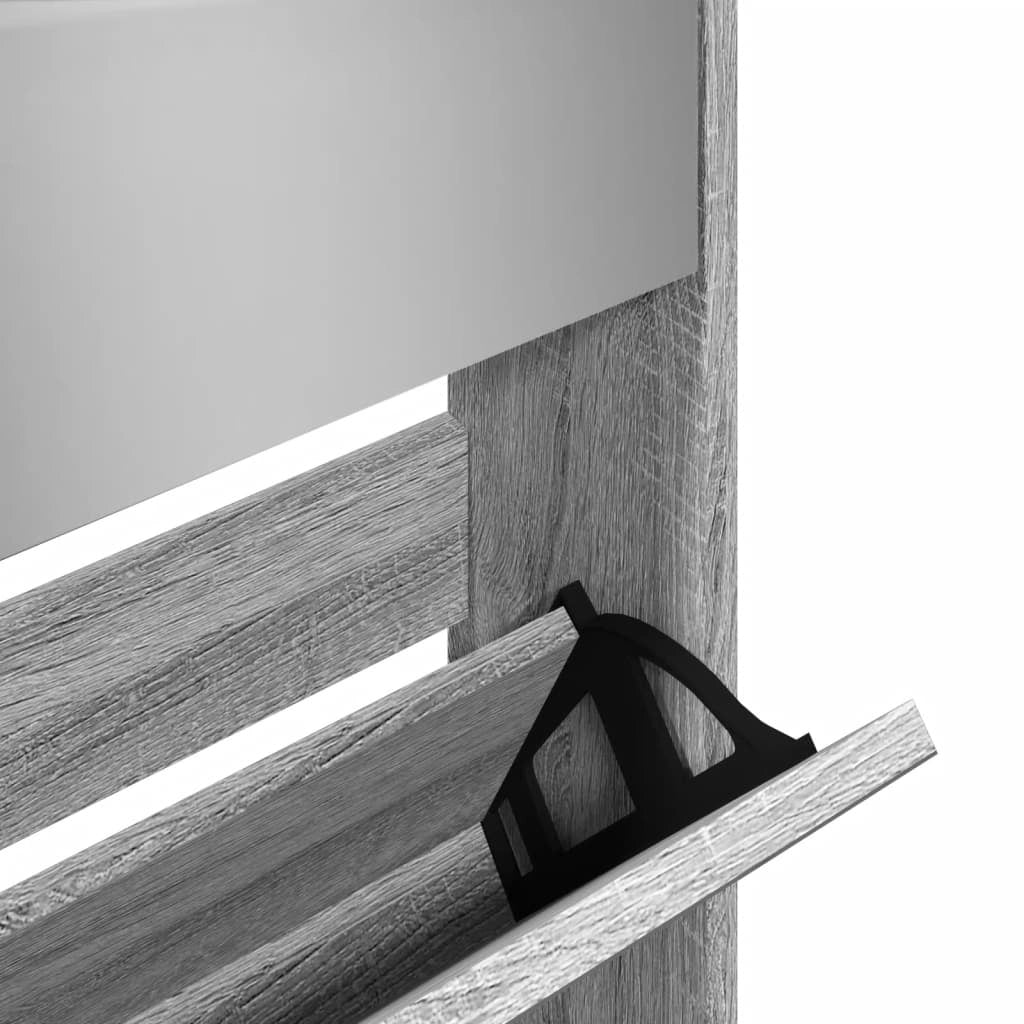 Scarpiera mobile contenitore per scarpe mobile per ingresso/corridoio/soggiorno con specchio 5 ripiani finitura rovere Sonoma 63 x 17 x 169,5 cm grigio 02_0021891