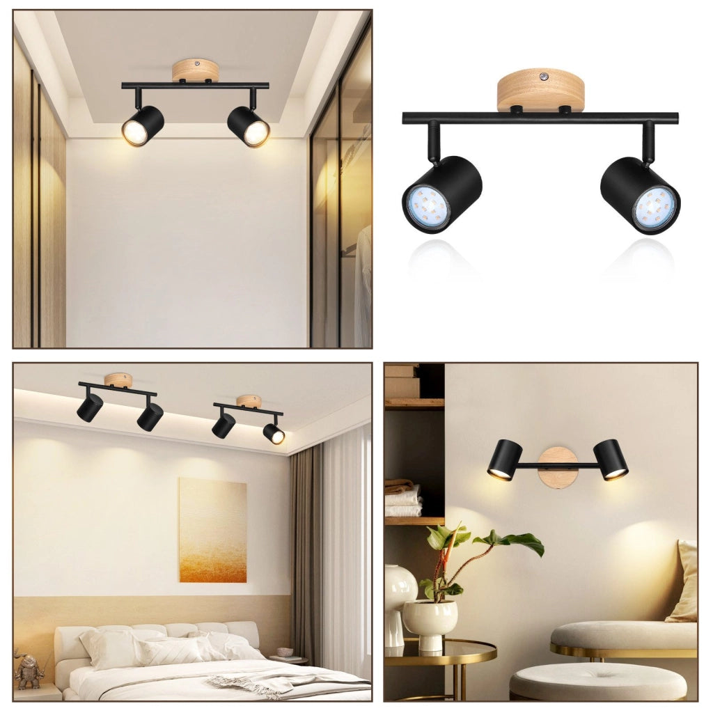 ZMH Faretto da soffitto neri moderni 2 fiamme GU10 per camera letto corridoio