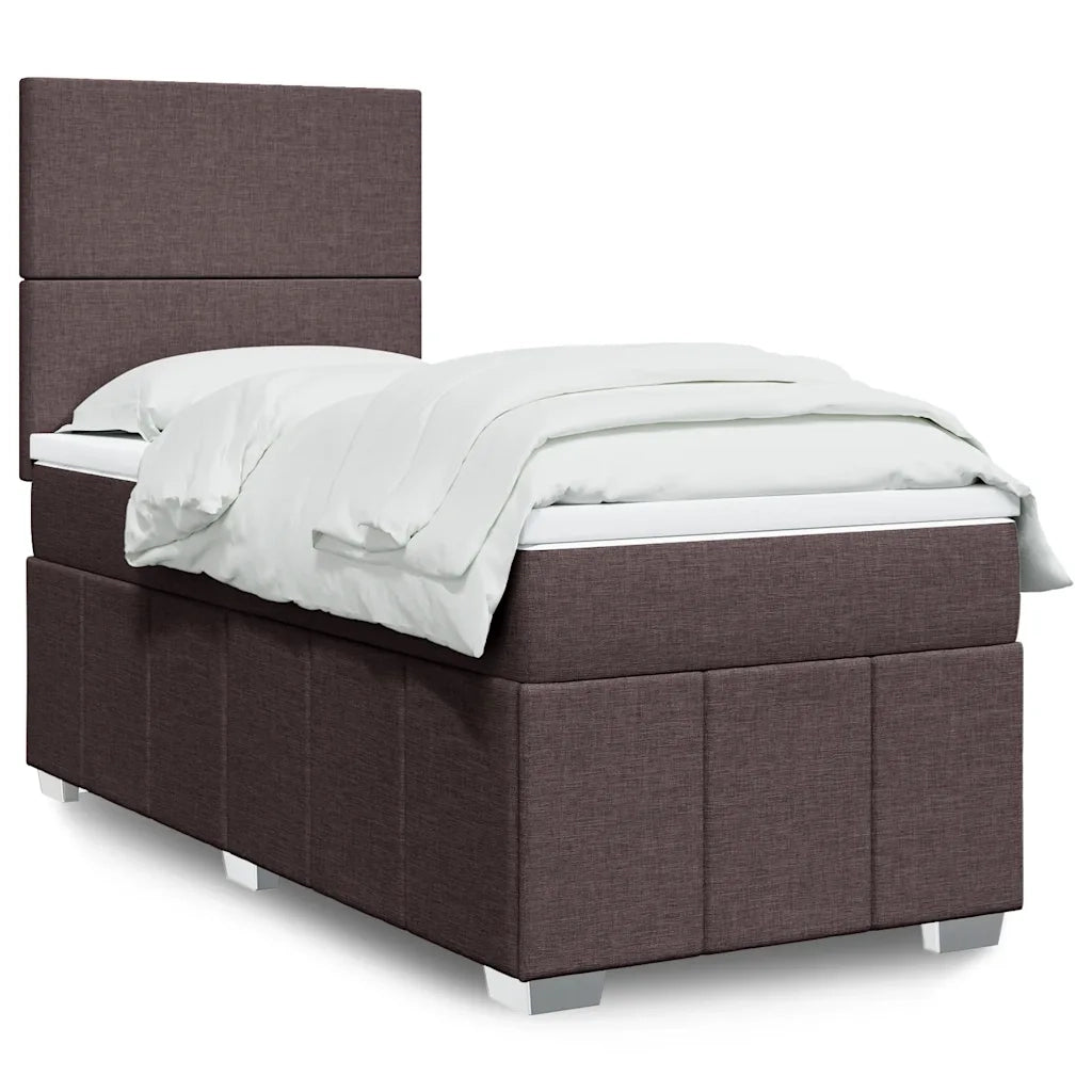vidaXL Giroletto a Molle con Materasso Marrone Scuro 90x200 cm Tessuto