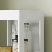 Mobile Bagno con 3 Ripiani Aperti e 2 Cassetti in Legno, 30x30x141.2 cm, Bianco