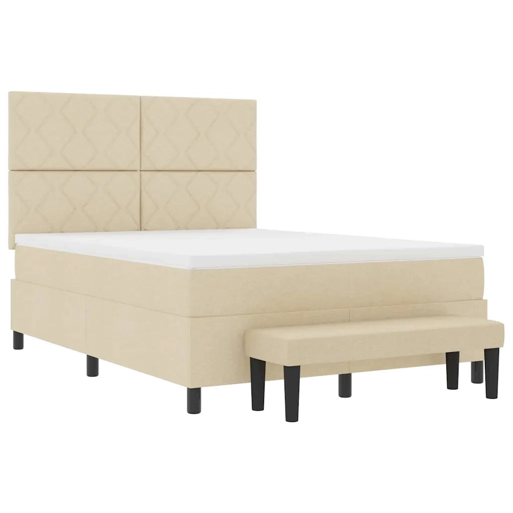 Letto a molle con testiera Crema 160 x 200 cm Tessuto 3344161