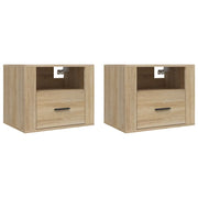Set di 2 Comodini | Armadio da Notte | Mobiletto da notte a Muro Rovere Sonoma 50x36x40 cm
