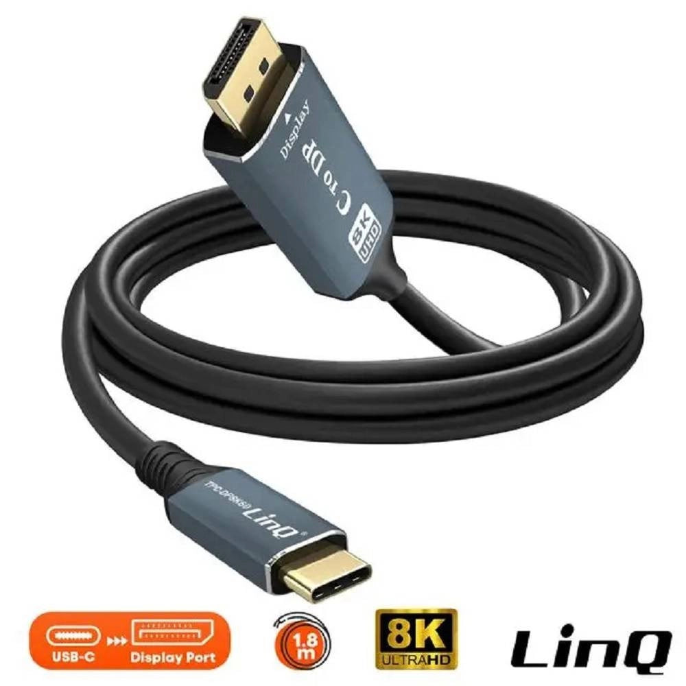 Trade Shop - Cavo Video Adattatore Da Type-c A Dp Display Port Ultra Hd 8k 1,8 Mt Tpc-dp8k60 -