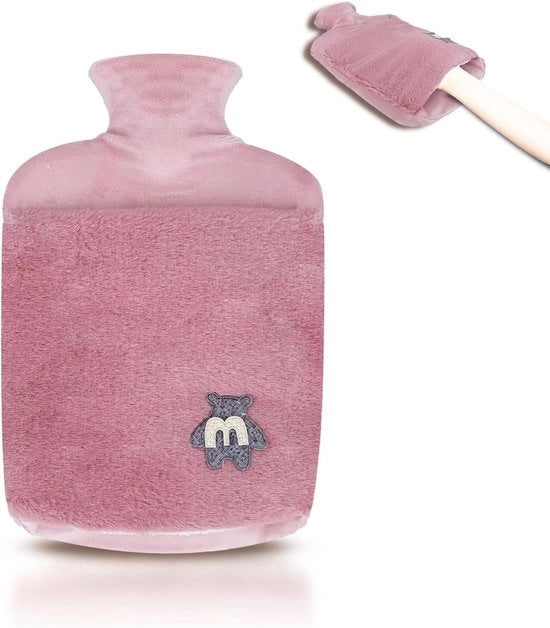 Bottiglia di acqua calda 2,0 L con coperchio e maniglia morbida - Inerbio e ideale per il sollievo del dolore