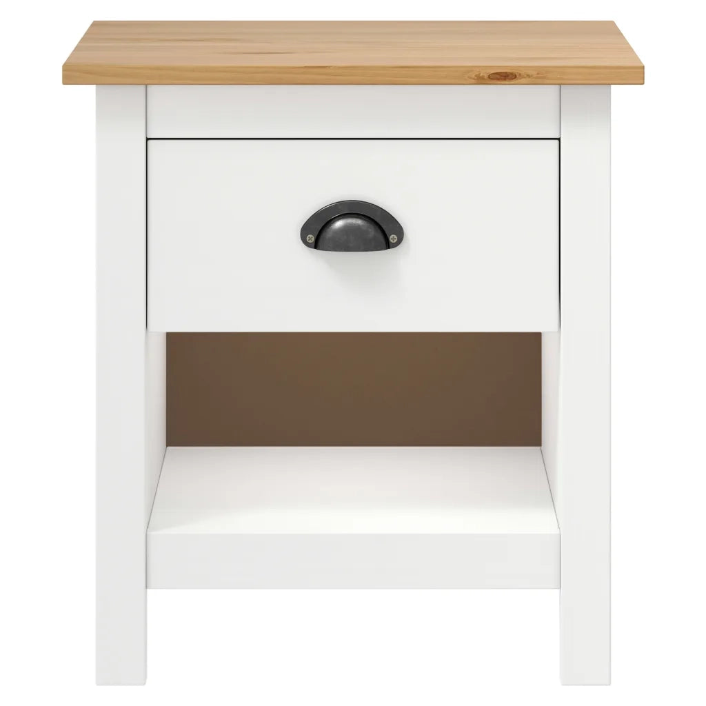 Set di 2 Comodini | Armadio da Notte | Mobiletto da notte Hill 46x35x49,5 cm Legno Massello di Pino