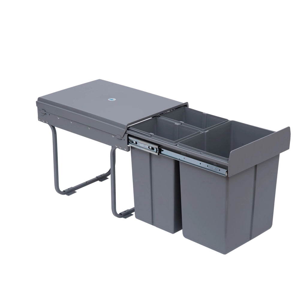 Mobile Sottolavabo con 3 Contenitori Riciclaggio ¨C Zephmum ¨C Grigio 48x34,2x41,8 cm