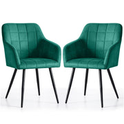 Set di 2 Sedie imbottite con cuciture quadrate LUXANO Verde Bottiglia gambe nere