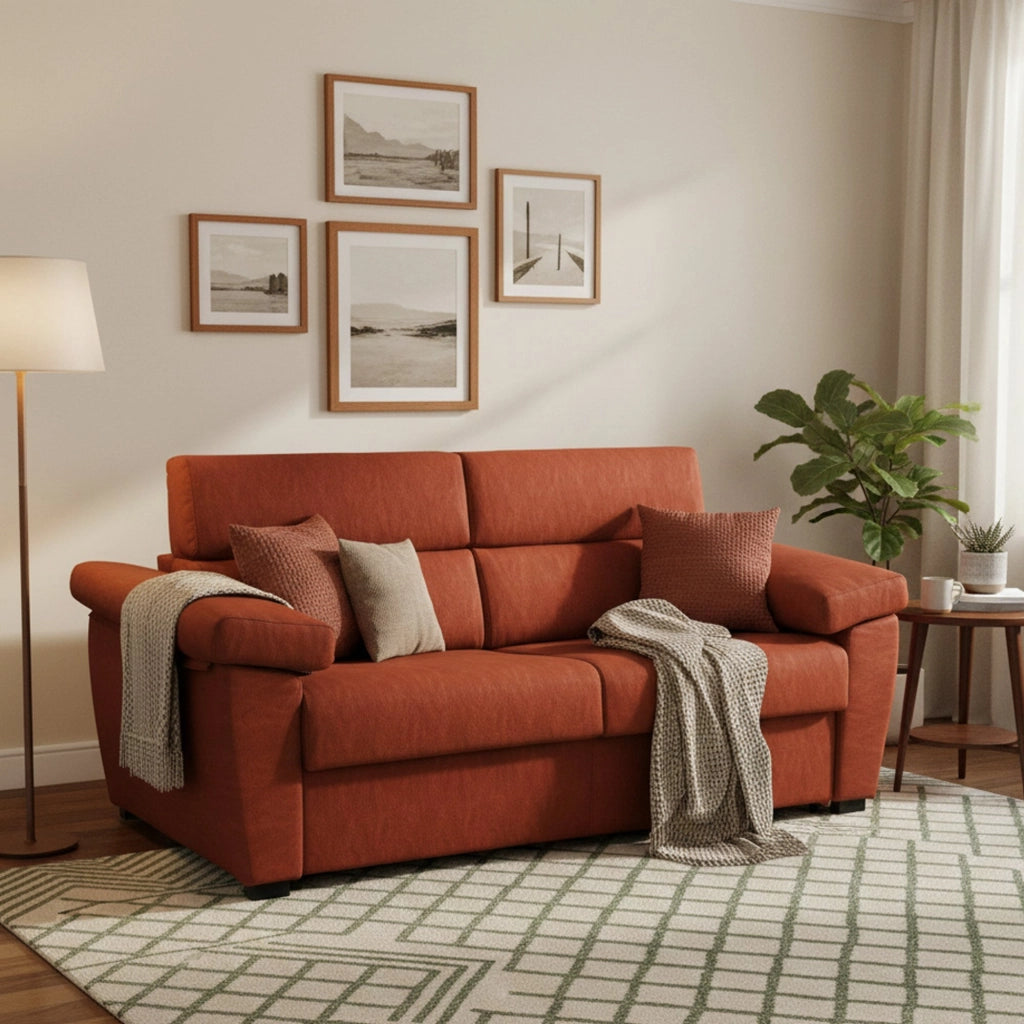 Pacecos, Divano Letto 3 Posti Sfoderabile Made in Italy, 225x95 cm Arancione
