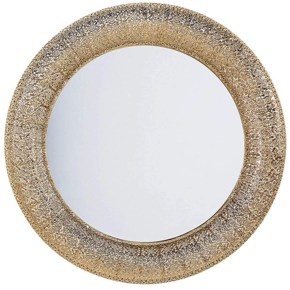 Specchio da parete da appendere tondo dorato 80 cm elemento decorativo dipinto