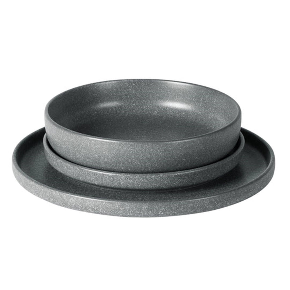 Trade Shop - Set Servizio Da Tavola Di Piatti In Stoneware 18 Pezzi Design Nordico Elegante In 2 Colori -