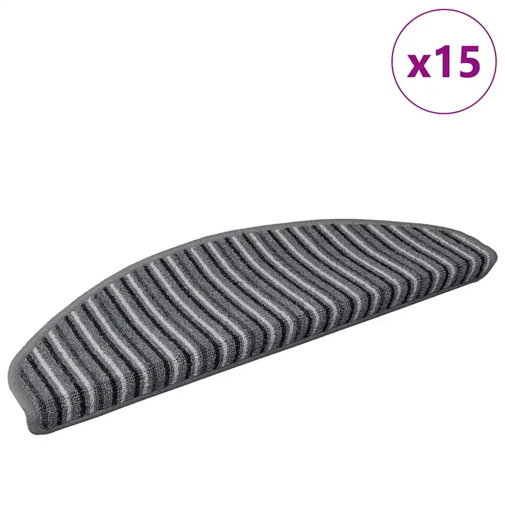 Tappetini per scale autoadesivi 15 pcs Grigio 65 x 21 x 4 cm 42011444