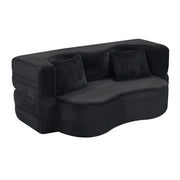 Divano letto pieghevole 2 in 1 - con funzione letto e 2 cuscini - in schiuma - nero