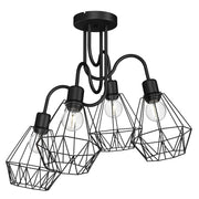 Lampadario Luminex Bergen nero 4 luci E27 metallo opaco