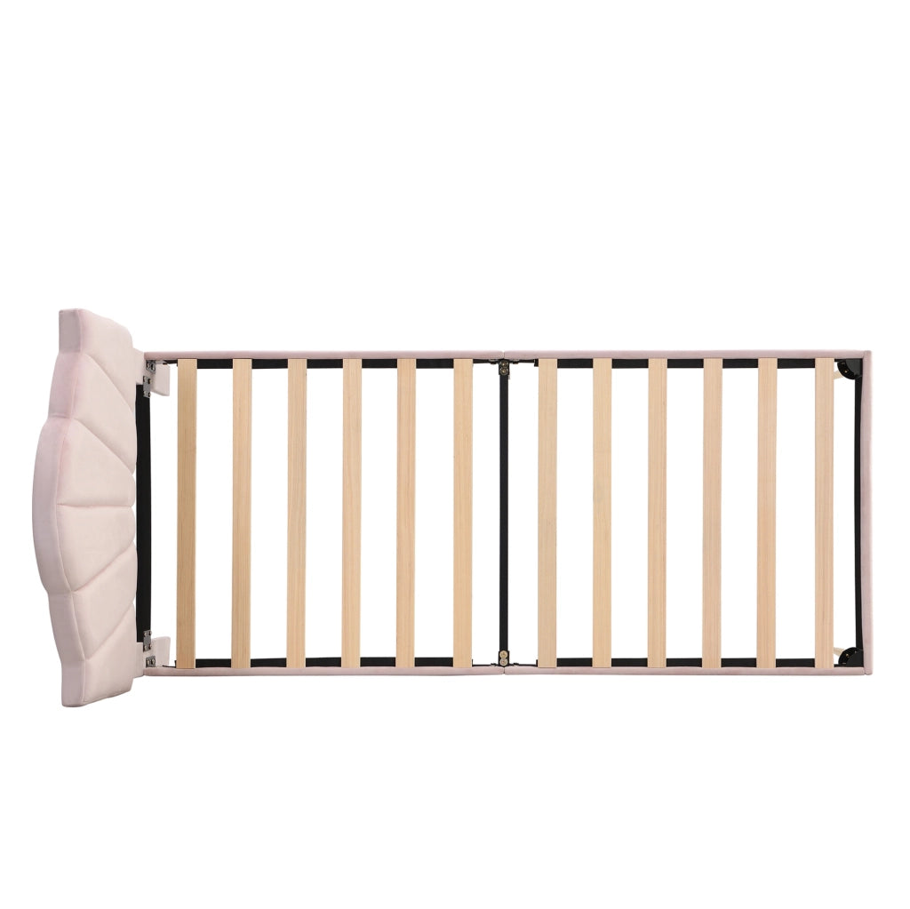 Letto imbottito rosa in velluto 90 x 200 cm con testiera regolabile