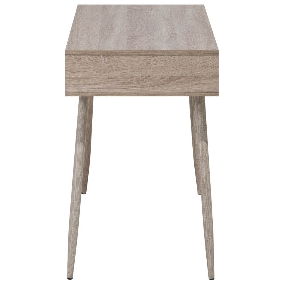 Scrivania da Ufficio in Legno Chiaro e Bianco 100 x 48 cm Cassetto Scaffale Scandinavo