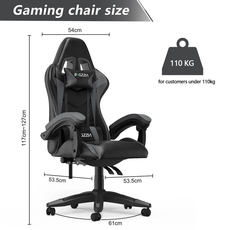 Sedia da gioco, Sedia da gioco ergonomica in similpelle , altezza regolabile con supporto lombare e poggiatesta, schienale reclinabile