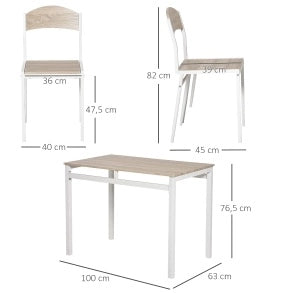 Set da pranzo 5 pezzi 100 x 63 x 76,5 cm in MDF grigio chiaro e bianco