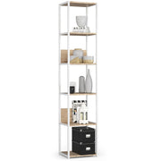 Scaffale stilo loft con ripiani in legno 40 cm Bianca 40 cm inserto frontale Sonoma Quercia 40x32x192 cm
