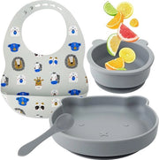 Set di Cura per Bambini - Tavolo Antiscivolo BPA- Libero + Piatto per Bambini con Appoggio + Cucchiaio in Silicone + Asciugamano per Bambini

- Set di Cura per Bambini - Tavolo per Bambini Grigio