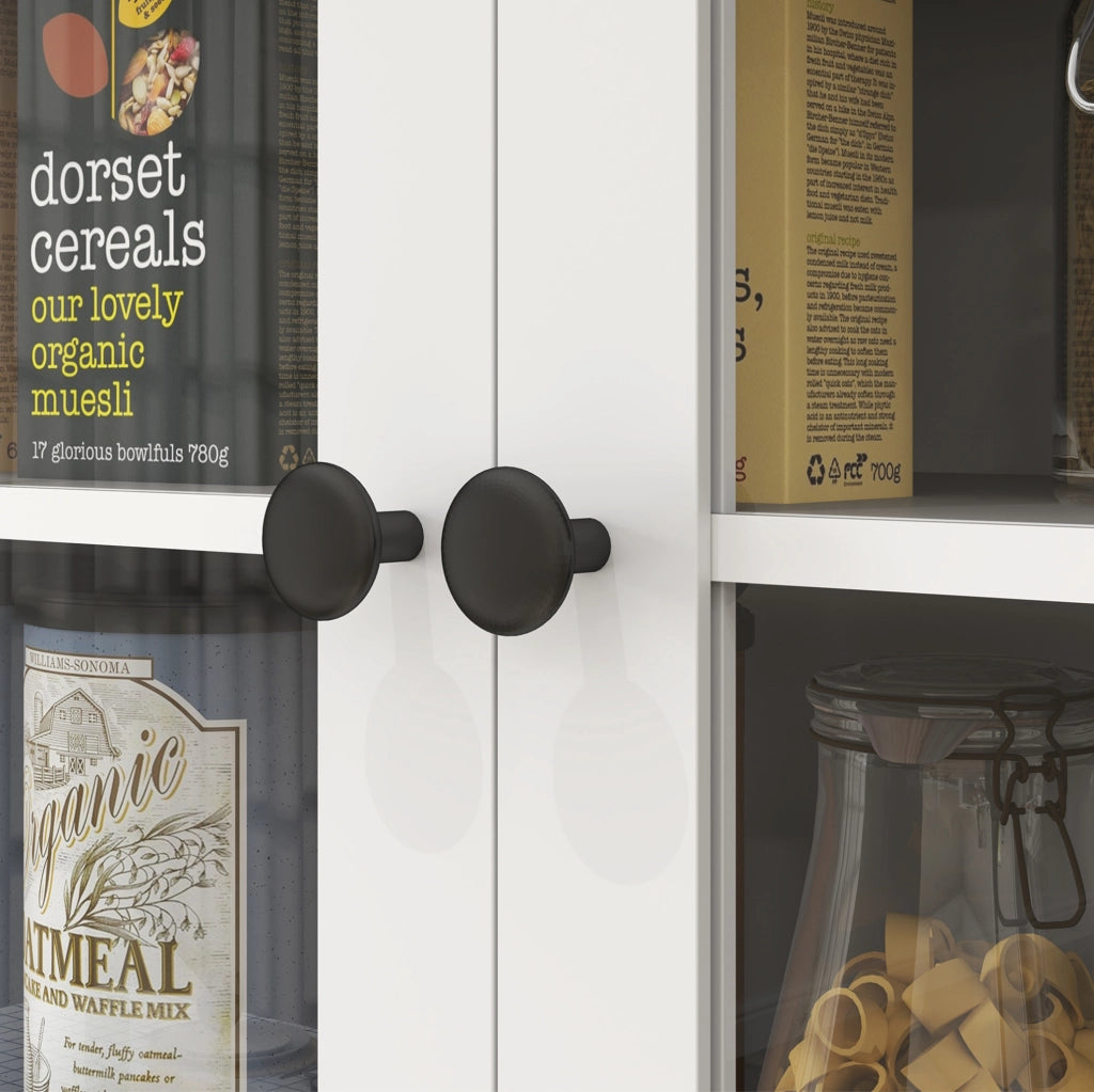 Mobile alto da cucina con ripiano per microonde; 2 armadietti e 2 cassetti; bianco