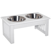 Mangiatoia per Cani con Ciotole in Acciaio Inossidabile ¨C zephmum ¨C 44x24x15 cm Bianco