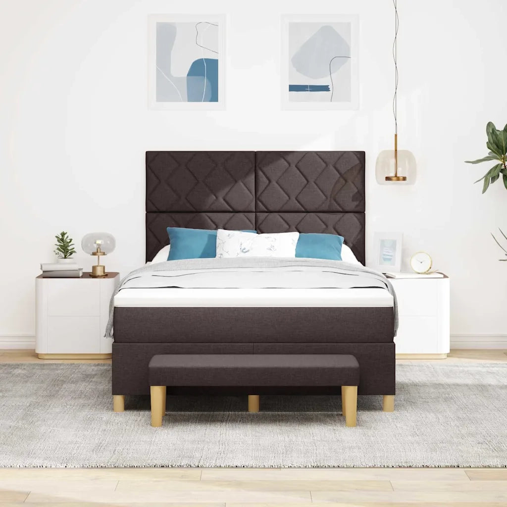 Letto a molle con testiera Marrone scuro 190 x 140 cm Tessuto 3344376