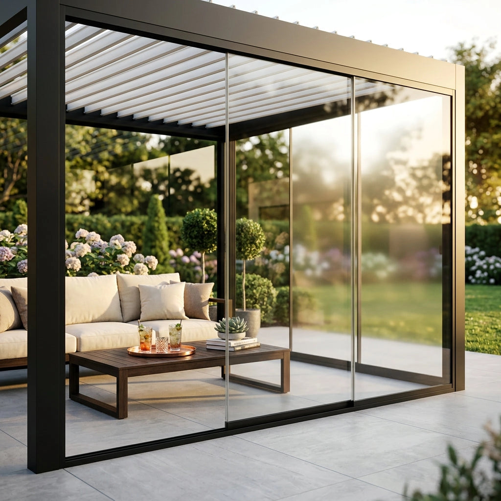 Parete laterale in vetro per pergola bioclimatica Tony - TONY