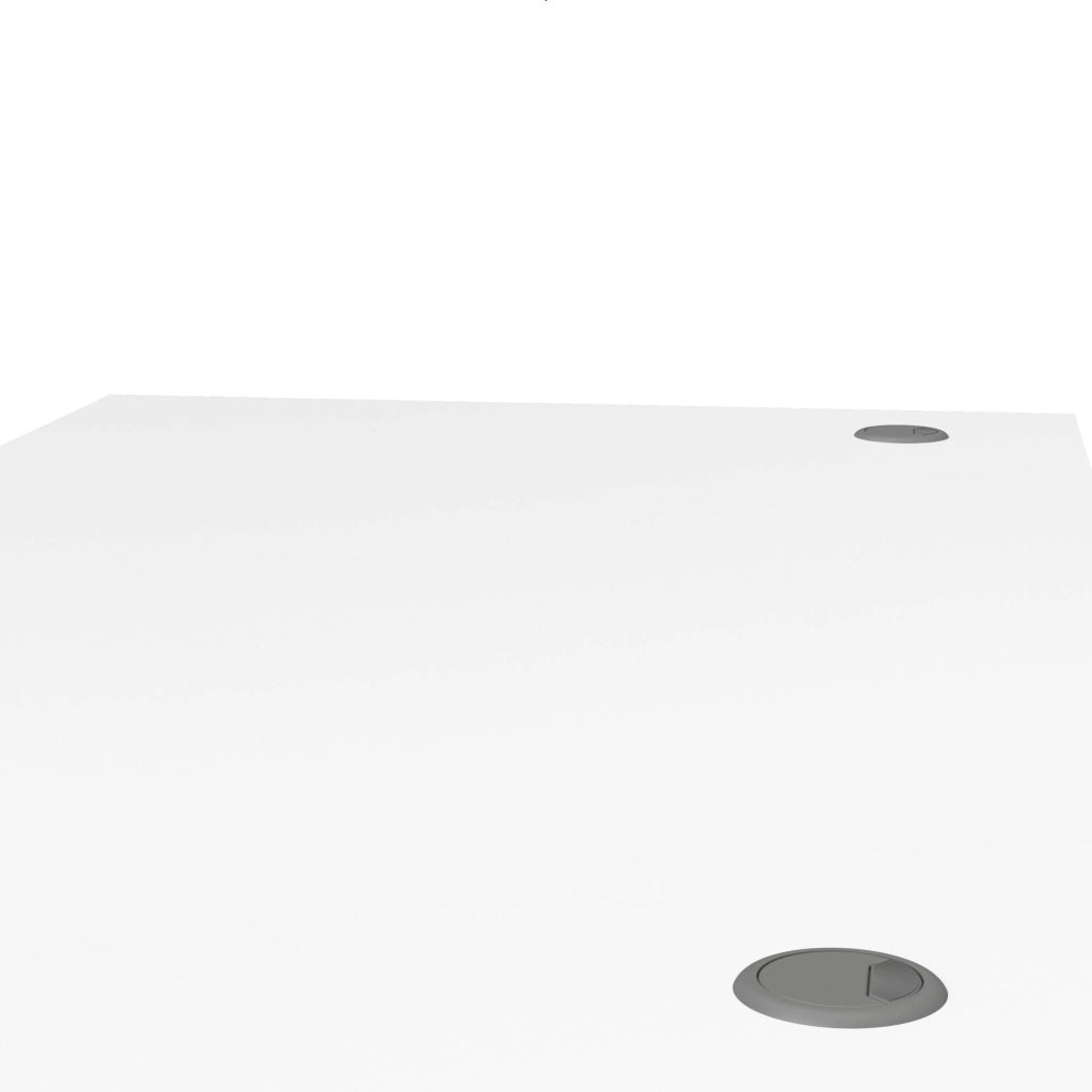 Scrivania Azzaro, Scrittoio multiuso, Tavolo per ufficio porta PC, Piano di lavoro, 150x80 h75 cm, Bianco e Grigio