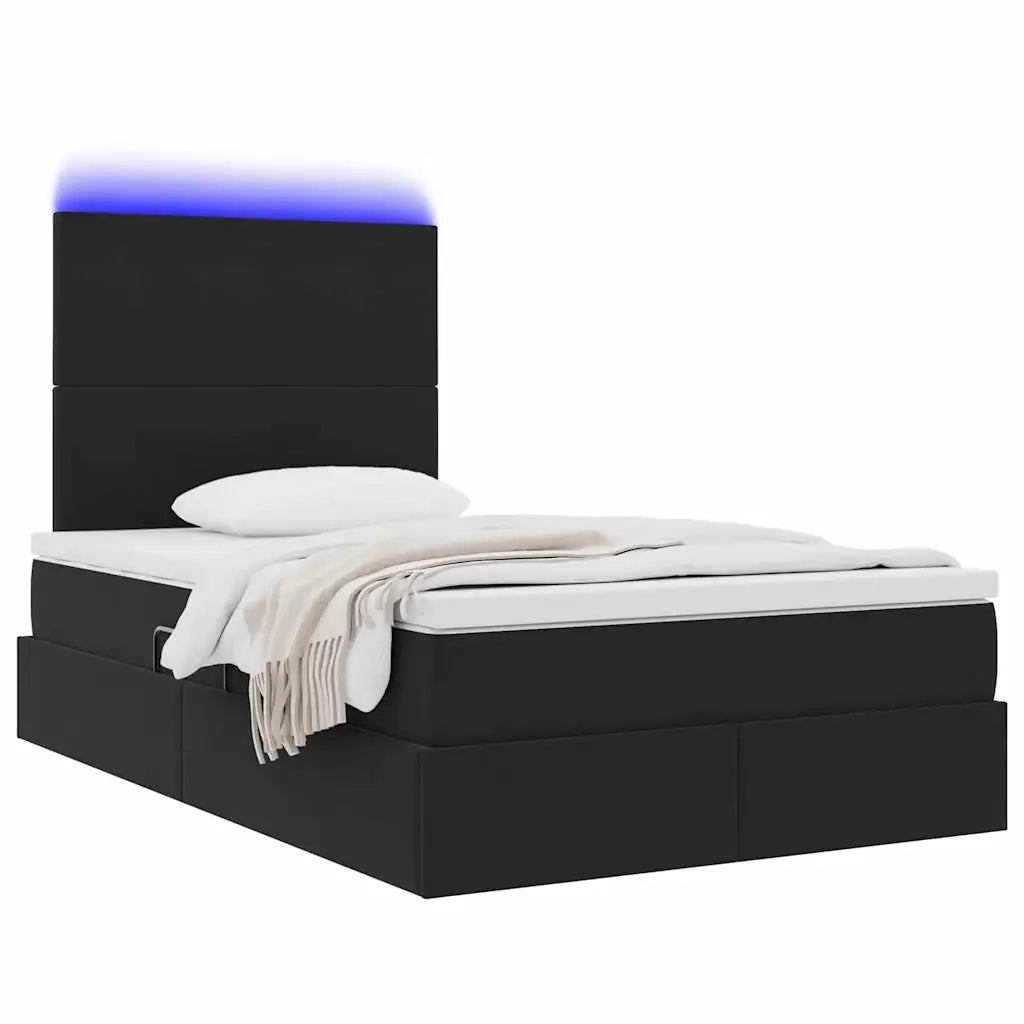 Letto con contenitore LED e materasso Nero 120 x 200 cm Velluto