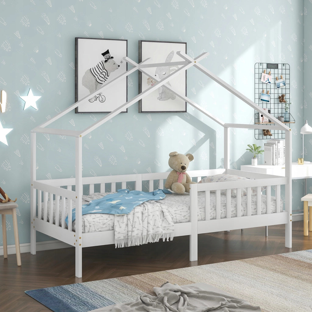 Letto per bambini 200x90 bianco con sponde - Xylo