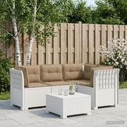 Divano da Giardino 4 Posti con Cuscini Aspetto Rattan PP Bianco 3443988
