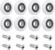 8 pezzi di ruote per porta doccia curva - 23mm - ruote per porta vetrata da bagno - ruote per porta scorrevole - 8 viti