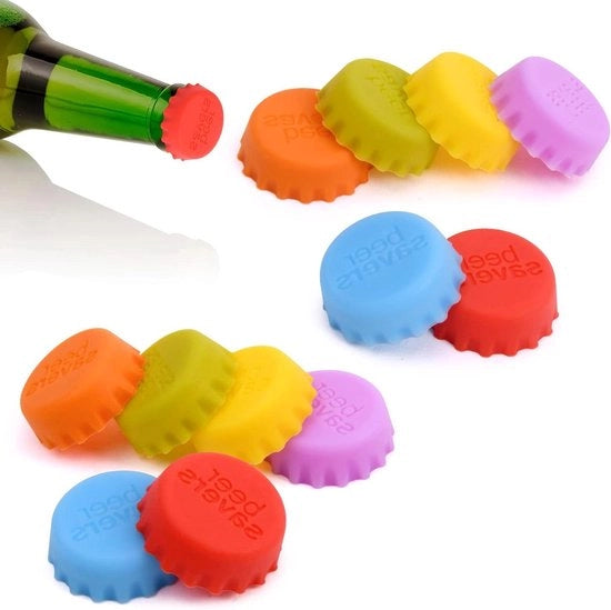 12 Pezzi di Tappi di Silicone Riciclabili - Chiusura Bottiglia Birra Bottiglie di Vetro - 6 Colori