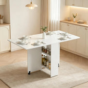 Tavolo da pranzo - pieghevole su ruote - compatto - tavolino mobile - versatile - solo tavolo