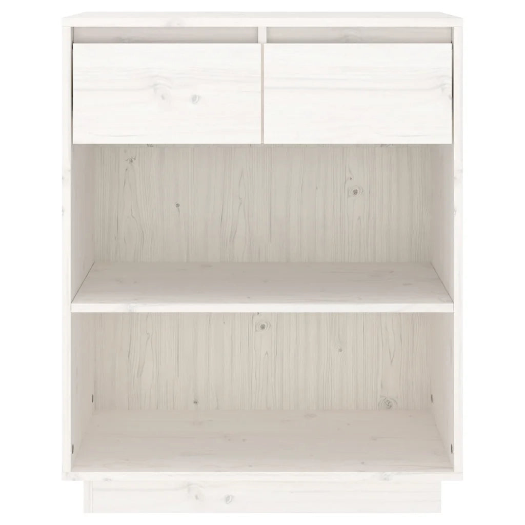 Mobile Consolle Bianco 60x34x75 cm in Legno Massello di Pino 813835