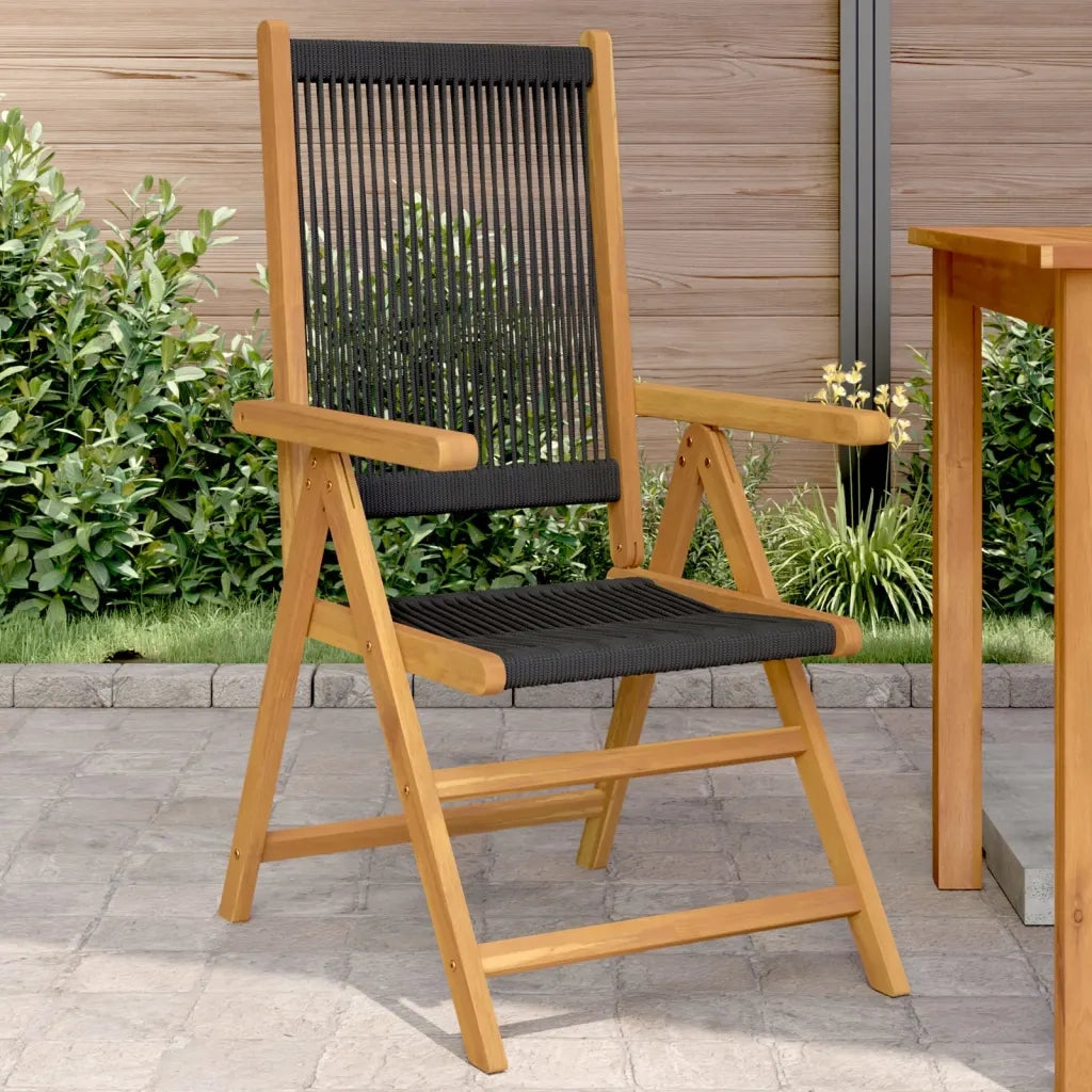 vidaXL Sedie Giardino 2 pz Nere Legno Massello Acacia e Polipropilene