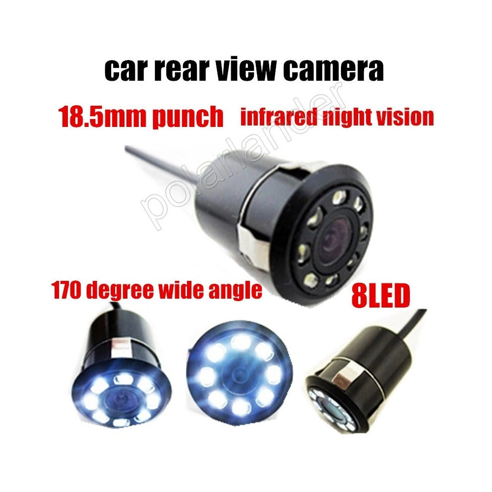 Trade Shop - Retrocamera Telecamera Retromarcia Angolo 170° Con 8 Led A Molla Mini A Colori -