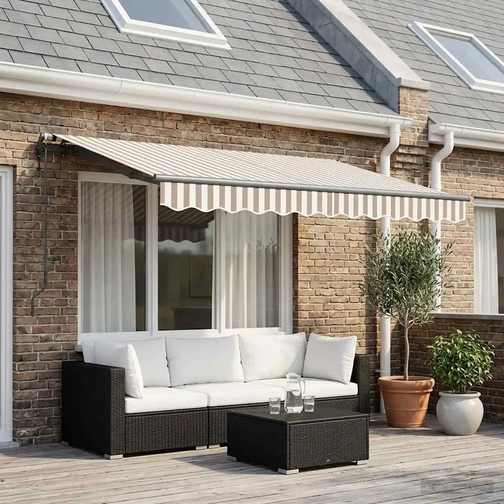 Tenda retrattile Grigio chiaro e bianco 300 x 250 cm 3425850