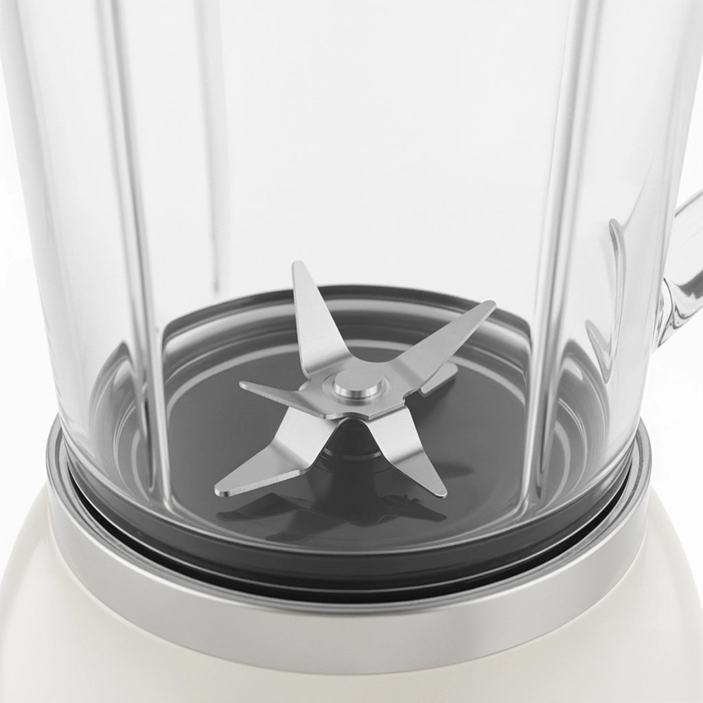 Frullatore frullato vintage a 2 velocità e funzione pulse MXV8, 6 lame in acciaio inox, capacità 1,5 l, ciotola in vetro, 1000 W, beige