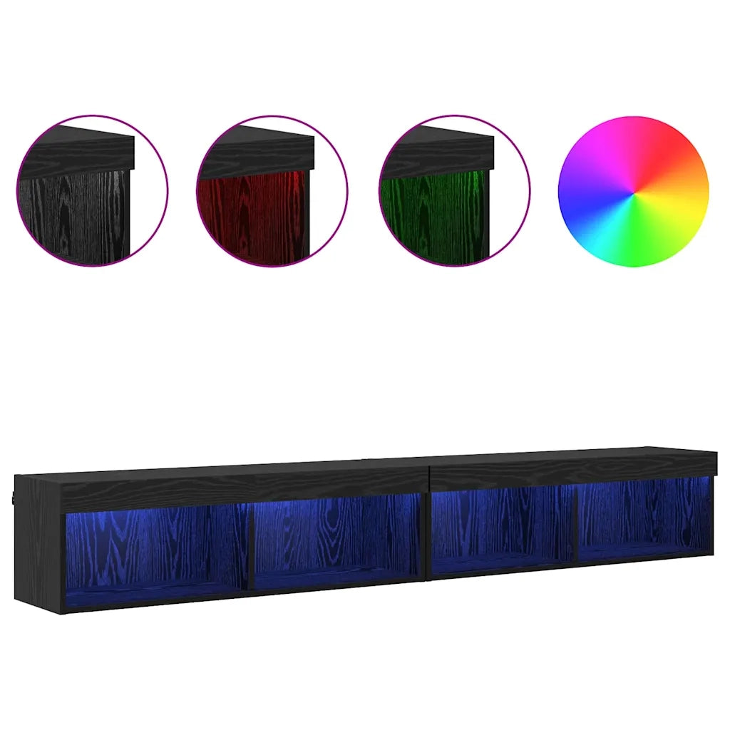 Set mobile TV con LED 2 pcs Rovere Nero 100 x 30 x 30 cm 882970
