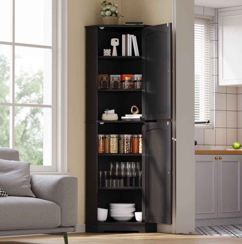 Armadio angolare con 2 ante e ripiani regolabili; 42 x 42 x 166 cm; in MDF nero