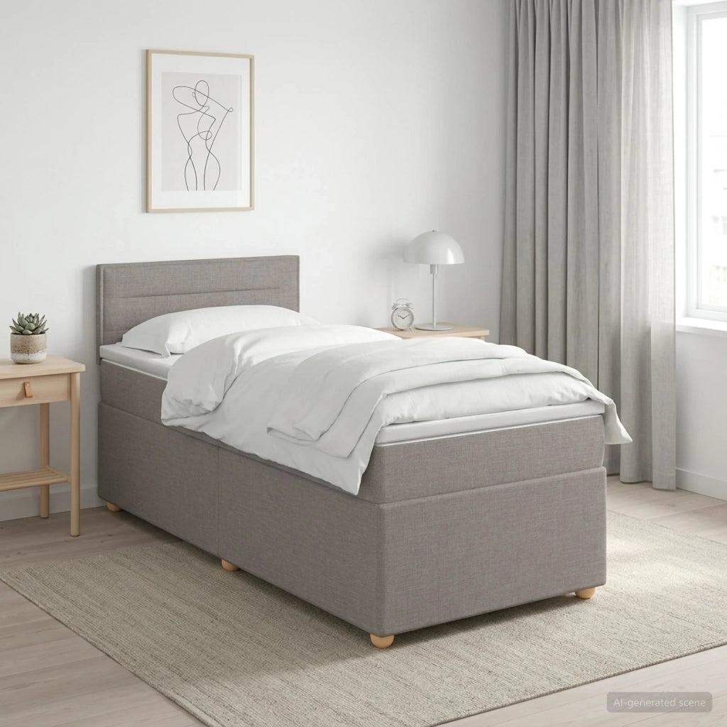 Letto box spring con materasso Tortora 80 x 200 cm Tessuto 3452286