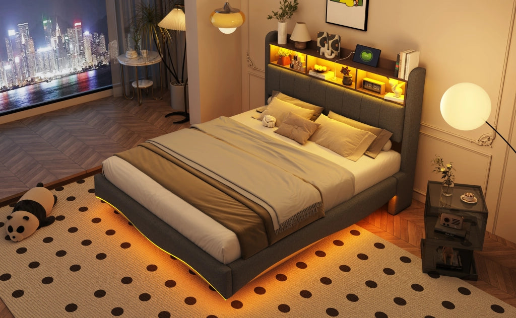 letto imbottito lino grigio 140 x 200 cm