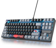Tastiera da Gioco Portatile 80% - 87 Tasti - Illuminazione RGB a Sfondo Compacta - Tastiera da Ufficio Cavo - Pulsante di Accensione Lineare Rosso - PC Windows Mac