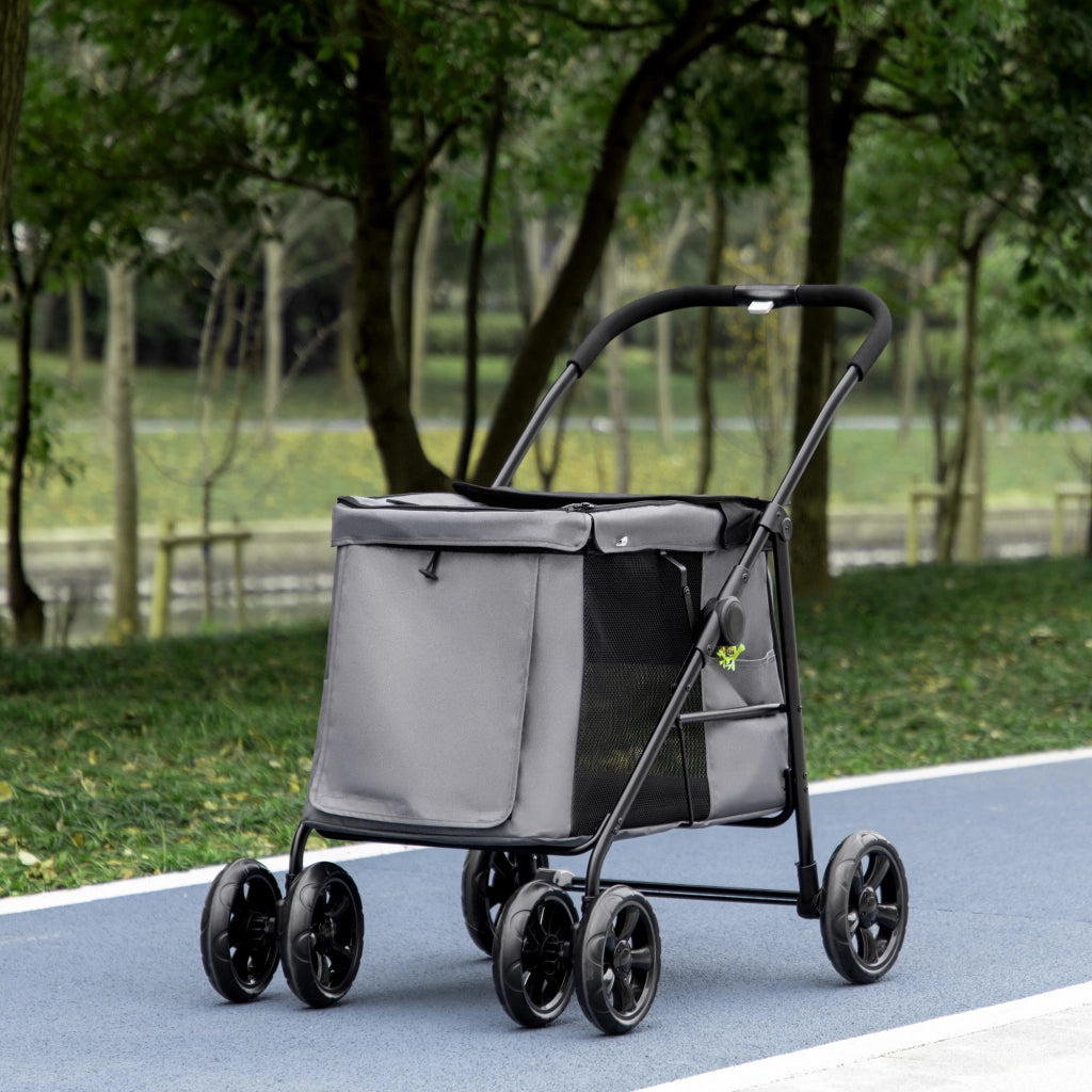 Carrello per Cani con Cuscini ¨C zephmum ¨C Grigio 102x62x105 cm