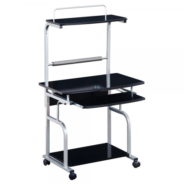 TECHLY ICA-TB 7800BK - SCRIVANIA MOBILE CON PIANO TASTIERA ESTRAIBILE - NERO LUCIDO